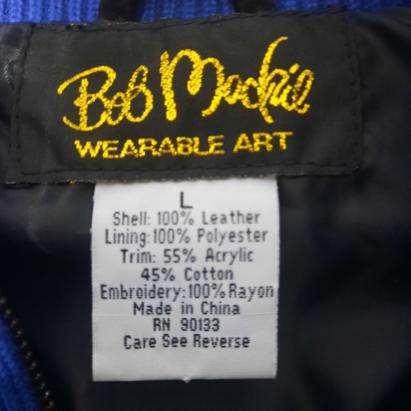 Bob Mackie Jacket Women's L Wearable Art Blue Embroidered  Suede Leather Knit - Picture 4 of 8